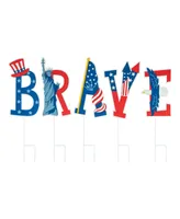 Glitzhome 43.25" L Patriotic, Americana Brave Yard Stake or Wall Decor, Set of 5