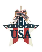 Glitzhome 19.25" L Patriotic, Americana Wooden Star Door Hanger