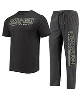 Men's Concepts Sport Heathered Charcoal, Black Wake Forest Demon Deacons Meter T-shirt and Pants Sleep Set