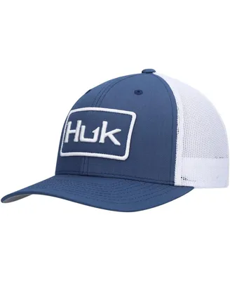 Men's Huk Navy, White Solid Trucker Snapback Hat