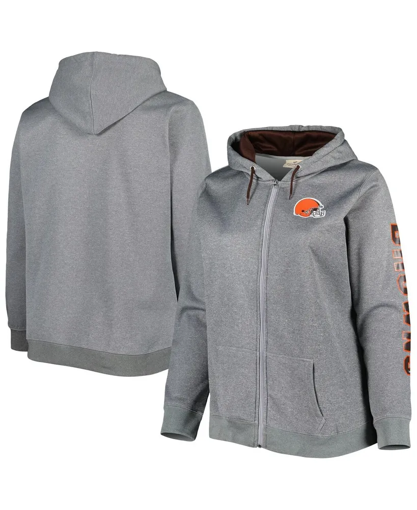 Women's WEAR by Erin Andrews Brown/White Cleveland Browns Color-Block  Full-Zip Hoodie