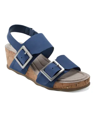 Earth Women's Willa Strappy Casual Mid Cork Wedge Sandals