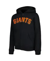 Big Boys Black San Francisco Giants Wordmark Full-Zip Fleece Hoodie