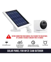 Wasserstein Solar Panel for Wyze Cam Outdoor - Power Your Surveillance Camera Continuously with 2W 5V Charging (2 Pack, White) - Camera Not Included