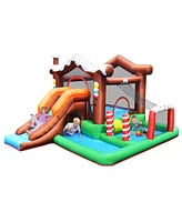 Costway Inflatable Bouncer Bounce Snow House Jump Climbing Slide w/ BallPit & tunnel