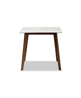 Baxton Studio Kaylee Mid-Century Modern Transitional 31.5" Finished Wood Dining Table with Faux Marble Tabletop