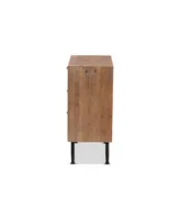 Baxton Studio Calida Mid-Century Modern 30.7" Whitewashed Finished Wood and Rattan 3-Drawer Storage Cabinet