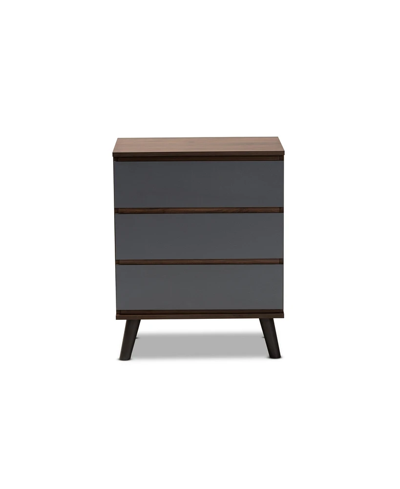 Baxton Studio Roldan Modern and Contemporary 29.9" Two-Tone and Finished Wood 3-Drawer Bedroom Chest