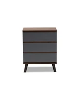 Baxton Studio Roldan Modern and Contemporary 29.9" Two-Tone and Finished Wood 3-Drawer Bedroom Chest