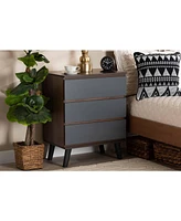 Baxton Studio Roldan Modern and Contemporary 29.9" Two-Tone and Finished Wood 3-Drawer Bedroom Chest