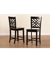 Baxton Studio Caron Modern and Contemporary Transitional 2-Piece Finished Wood Counter Stool Set