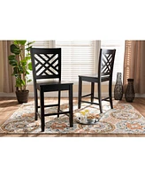 Baxton Studio Caron Modern and Contemporary Transitional 2-Piece Finished Wood Counter Stool Set