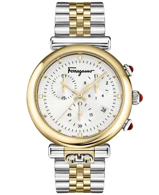 Salvatore Ferragamo Women's Swiss Chronograph Ora Two-Tone Stainless Steel Bracelet Watch 40mm