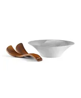 Nambe Chillable Salad Bowl/Spoons