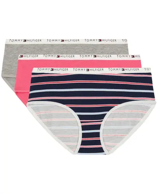 Tommy Hilfiger Big Girls Stripe and Solid Hipster Panties, Pack of 3
