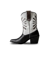 Bala Di Gala Women's Italian Western White Premium Leather Boots Fireworks by