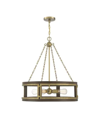 Savoy House Lakefield -Light Pendant in Burnished Brass with Walnut
