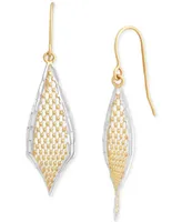 Beaded Mesh Statement Drop Earrings in 10K Two-Tone Gold