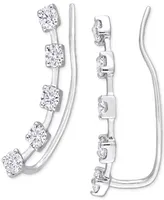 Macy's Moissanite Curved Crawler Charm Earrings 5/8 ct. t.w in 10K White Gold