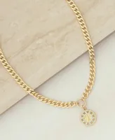 Gold Plated Chain Link Pendant Necklace with Crystals