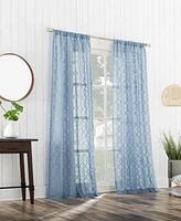 No. 918 Tina Geometric Clipped Semi-Sheer Rod Pocket Single Curtain Panel, 50" x 96"