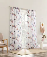 No. 918 Ellie Floral Print Sheer Rod Pocket Single Curtain Panel
