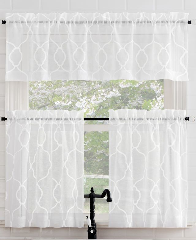 No. 918 Allerton Embroidered Trellis Rod Pocket Kitchen Single Curtain Valance, 52" x 14"