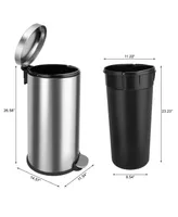 8 Gal./30 Liter Stainless Steel Round Step-on Trash Can for Kitchen