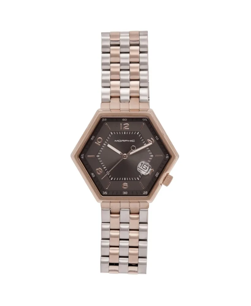 Morphic Men M95 Series Stainless Steel Watch - Gunmetal/Rose Gold, 45mm