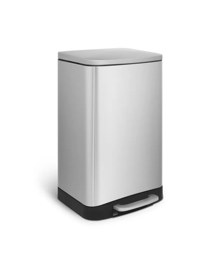 Silver 50L Stainless Steel Large Soft-Close Step Trash Can