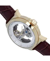 Heritor Automatic Xander Semi-Skeleton Leather-Band Watch