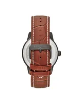 Heritor Automatic Men Davies Leather Watch - Black/Brown, 44mm