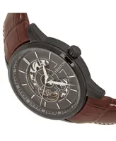 Heritor Automatic Men Davies Leather Watch - Black/Brown, 44mm