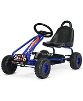 Costway Kids Pedal Go Kart 4 Wheel Ride On Toys w/ Adjustable Seat & Handbrake