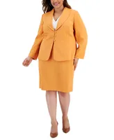 Le Suit Plus Seamed Crepe Jacket Slim Skirt