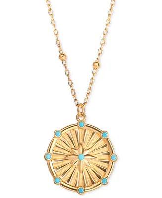 Giani Bernini Blue Cubic Zirconia Starburst Pendant Necklace in 18k Gold-Plated Sterling Silver, 16" + 2" extender, Created for Macy's