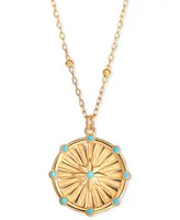 Giani Bernini Blue Cubic Zirconia Starburst Pendant Necklace in 18k Gold-Plated Sterling Silver, 16" + 2" extender, Created for Macy's