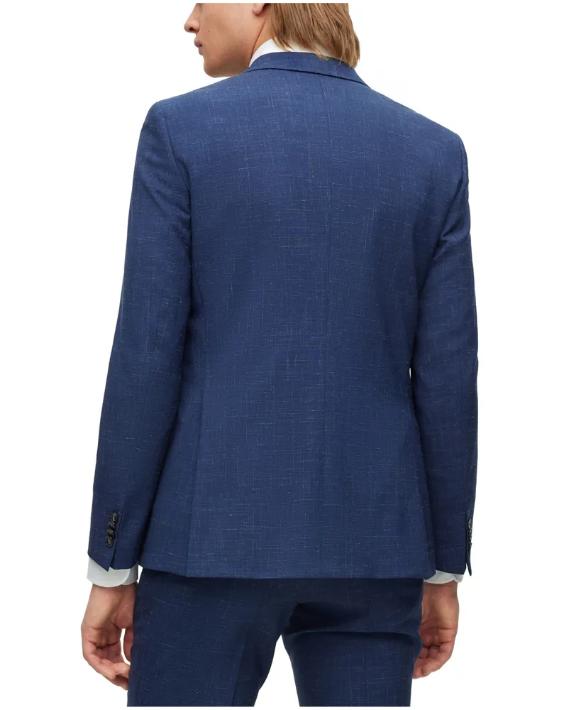 Boss by Hugo Men's Extra-Slim-Fit Patterned Wool Linen Suit, 2 Piece Set