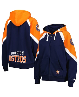 Women's Starter Navy, Orange Houston Astros Hail Mary Full-Zip Hoodie