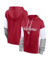 Women's Fanatics Crimson Oklahoma Sooners Play It Safe Colorblock Pullover Hoodie