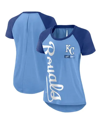 Women's Nike Light Blue, Heathered Royal Kansas City Royals Cooperstown Collection Rewind Raglan T-shirt