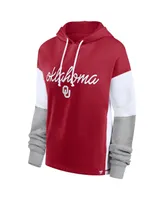 Women's Fanatics Crimson Oklahoma Sooners Play It Safe Colorblock Pullover Hoodie