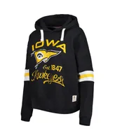 Women's Pressbox Black Iowa Hawkeyes Super Pennant Pullover Hoodie