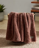 Eddie Bauer Solid Ribbed Super Soft Textured Throw, 50" x 60"