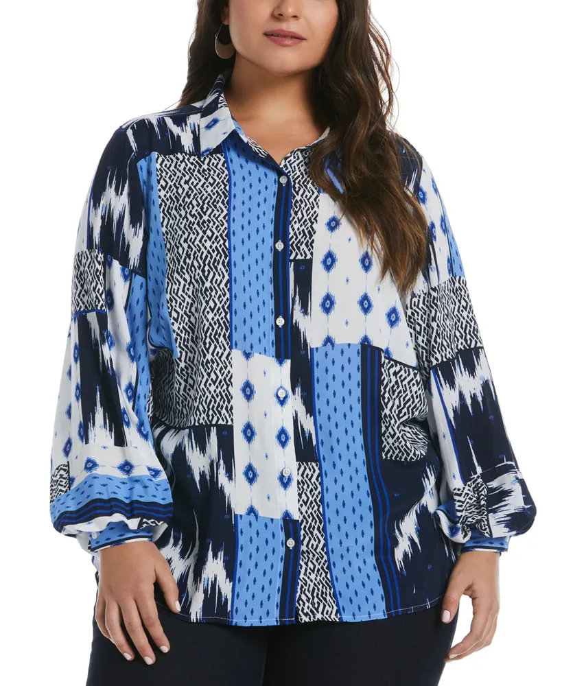 Ella Rafaella Plus Size Long Blouson Sleeve Blouse