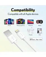 Overtime Apple MFi Certified iPhone 11/Xr/Se/10/8 4ft Charging Cable | Usb to Lightning Cable for iPhone - White