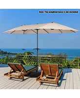15FT Patio Double-Sided Umbrella Crank Outdoor Garden Market Sun Shade