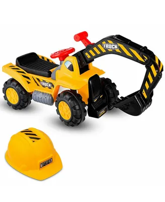 Costway Kids Toddler Ride On Excavator Digger Truck Scooter Seat Storage