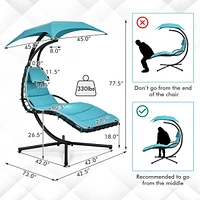 Costway Patio Hanging Lounge Chaise Hammock Chair Removable Canopy