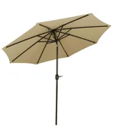 Sunbrella 9-Foot Patio Umbrella with Auto Tilt and Crank - Rust-Resistant Aluminum Pole